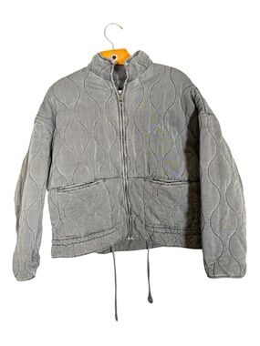 Zara Grey Quilted Lyocell Bomber Jacket Boho Cabincore M